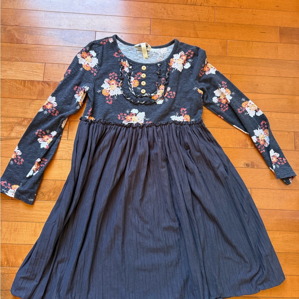 Matilda Jane Navy Floral Long-Sleeve Girls Dress